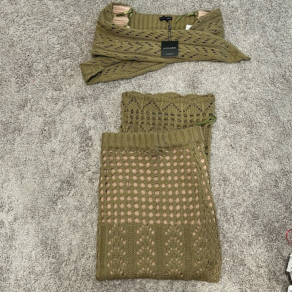 JLuxLabel Olive Green Skirt Set